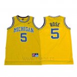 Camiseta NCAA Michigan State Spartans Jalen Rose #5 Retro Amarillo